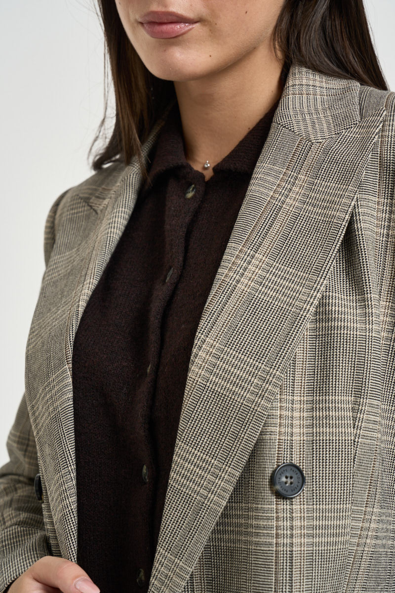 Giacca donna doppiopetto check grigio 8S0089 C8003F603 PATRIZIA PEPE 