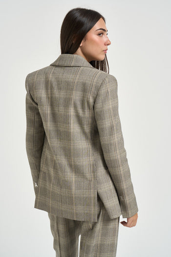 Giacca donna doppiopetto check grigio - 6