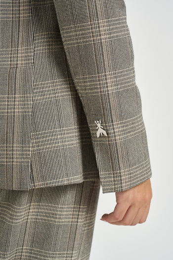 Giacca donna doppiopetto check grigio - 7