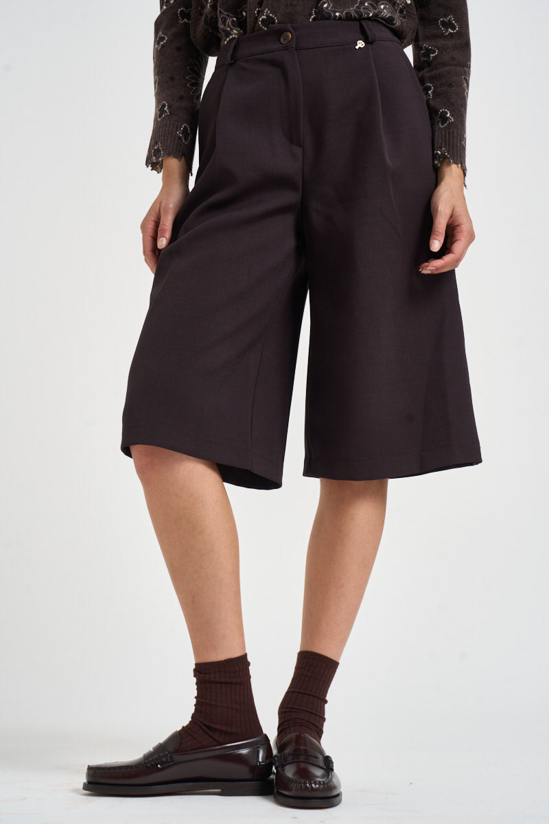 Bermuda donna gamba larga marroni A03N0399 MORO PHILIA LOFT 