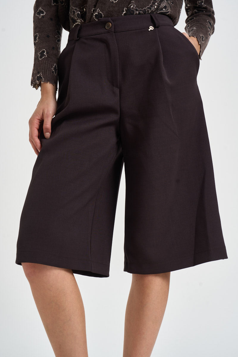 Bermuda donna gamba larga marroni A03N0399 MORO PHILIA LOFT 