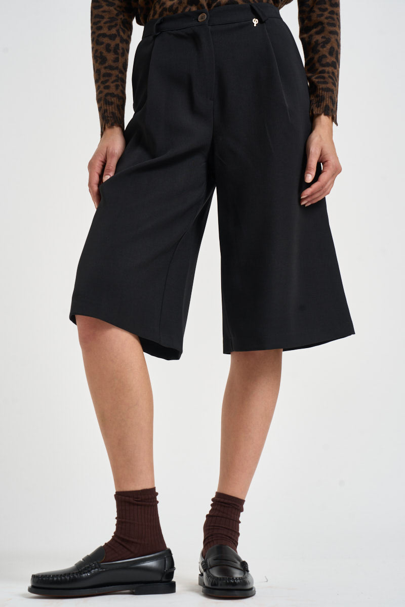 Bermuda donna gamba larga neri A03N0399 NERO PHILIA LOFT 