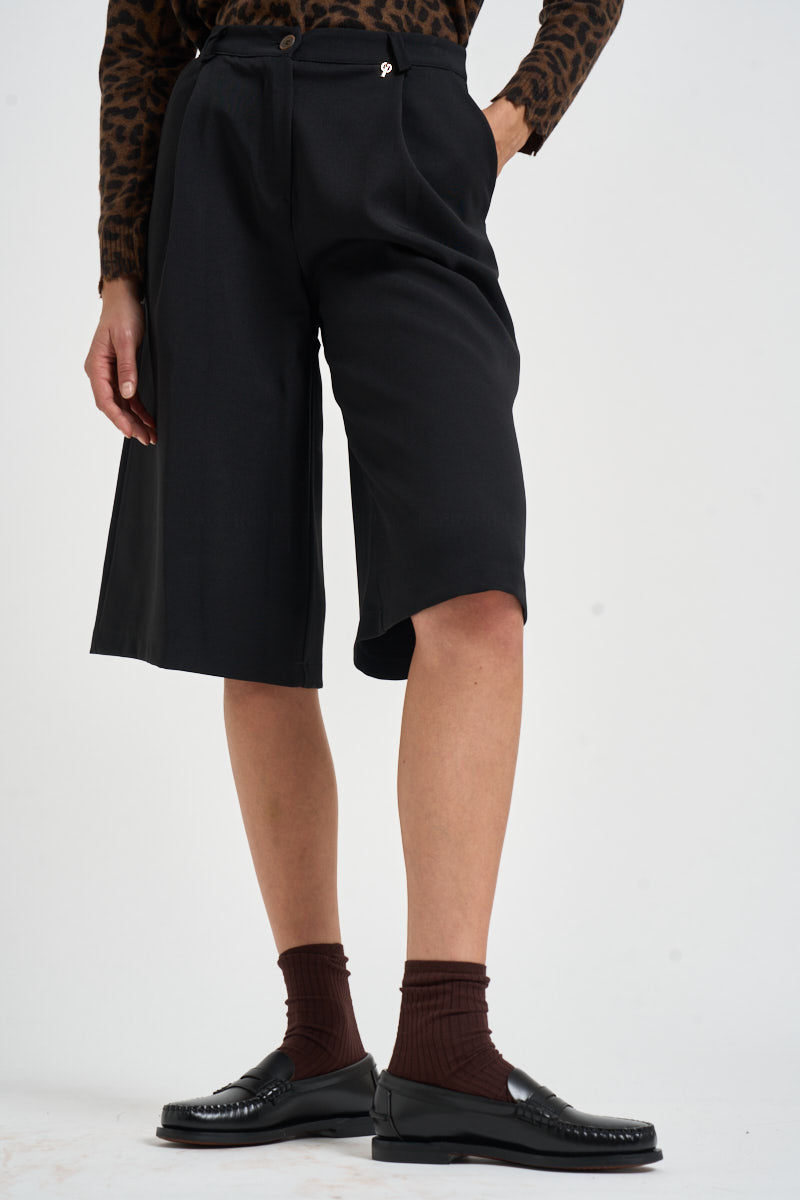 Bermuda donna gamba larga neri A03N0399 NERO PHILIA LOFT 