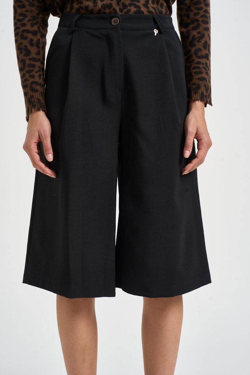 Bermuda donna gamba larga neri A03N0399 NERO PHILIA LOFT 