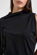 Blusa donna manica asimmetrica nera B03L0424 NERO PHILIA LOFT 