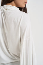 Blusa donna manica asimmetrica bianca B03L0424 PANNA PHILIA LOFT 
