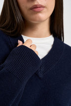 Maglione donna con spacchi laterali blu notte F03O0094 BLU PHILIA LOFT 