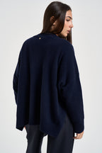 Maglione donna con spacchi laterali blu notte F03O0094 BLU PHILIA LOFT 