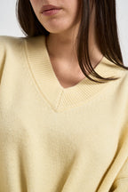 Maglione donna con spacchi laterali giallo pastello F03O0094 GIALLO PHILIA LOFT 