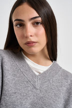 Maglione donna con spacchi laterali grigio mélange F03O0094 GRIGIO PHILIA LOFT 