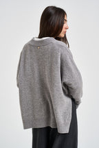 Maglione donna con spacchi laterali grigio mélange F03O0094 GRIGIO PHILIA LOFT 