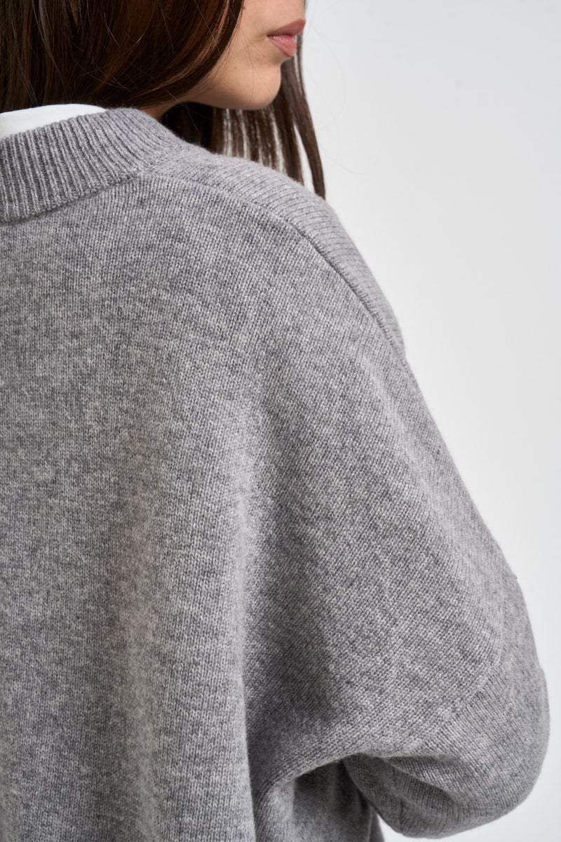 Maglione donna con spacchi laterali grigio mélange F03O0094 GRIGIO PHILIA LOFT 