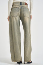 Jeans donna con strass effetto vintage celeste G03V0024  PHILIA LOFT 