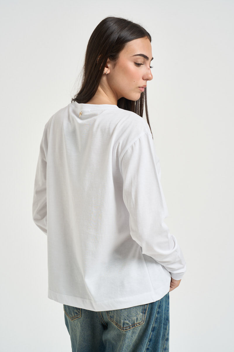 Maglia donna maniche lunghe bianca M03E0004 BIANCO PHILIA LOFT 