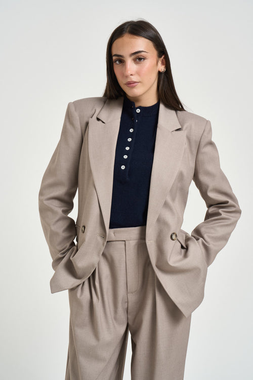 Blazer donna doppiopetto tortora - 2