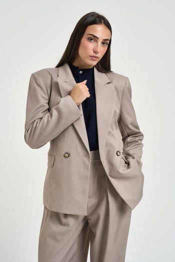 Blazer donna doppiopetto tortora - 5