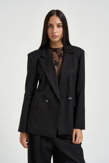 Blazer donna doppiopetto nero - 5
