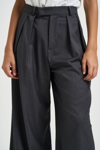 Pantaloni donna con pinces grigio antracite - 5