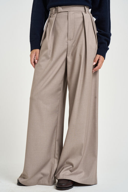 Pantaloni donna con pinces tortora