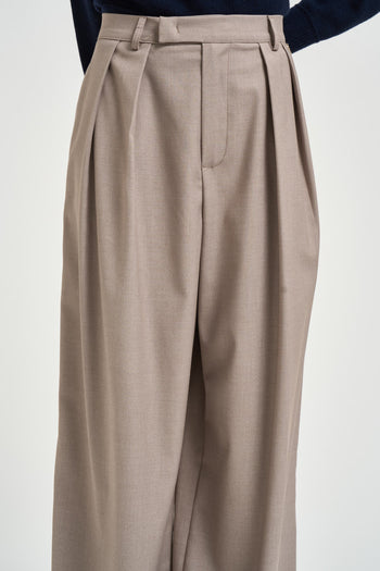 Pantaloni donna con pinces tortora - 4