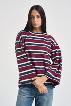 Maglia donna a righe bordeaux R03L0354 BORDEAUX PHILIA LOFT 