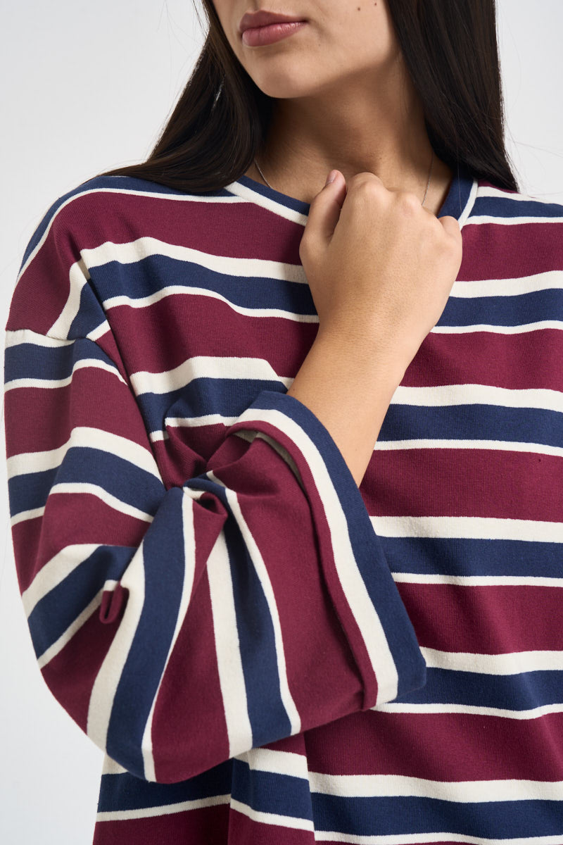Maglia donna a righe bordeaux R03L0354 BORDEAUX PHILIA LOFT 