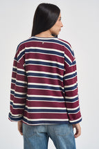 Maglia donna a righe bordeaux R03L0354 BORDEAUX PHILIA LOFT 