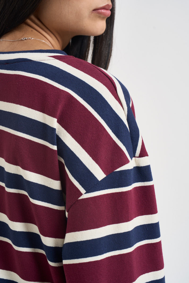 Maglia donna a righe bordeaux R03L0354 BORDEAUX PHILIA LOFT 