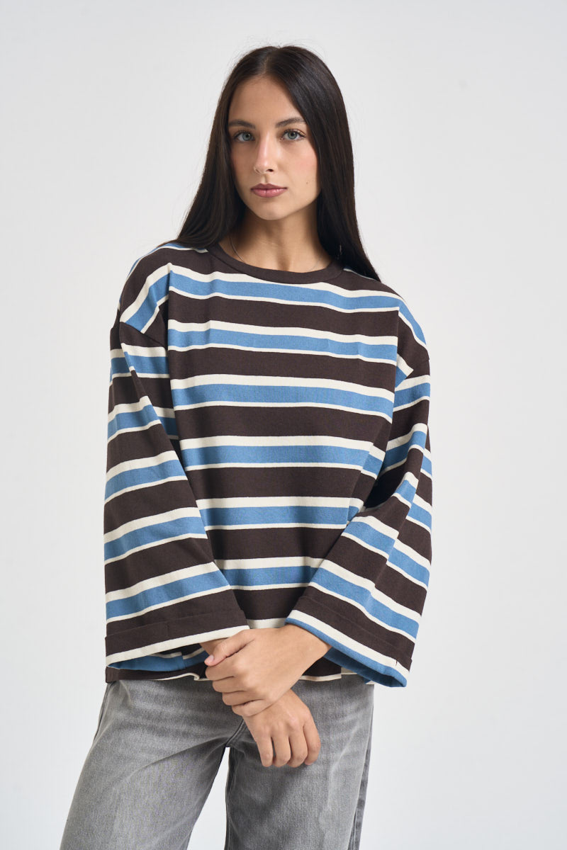 Maglia donna a righe moro R03L0354 MORO PHILIA LOFT 