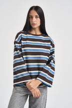 Maglia donna a righe moro R03L0354 MORO PHILIA LOFT 