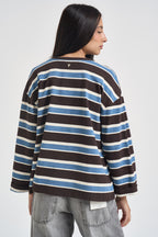 Maglia donna a righe moro R03L0354 MORO PHILIA LOFT 