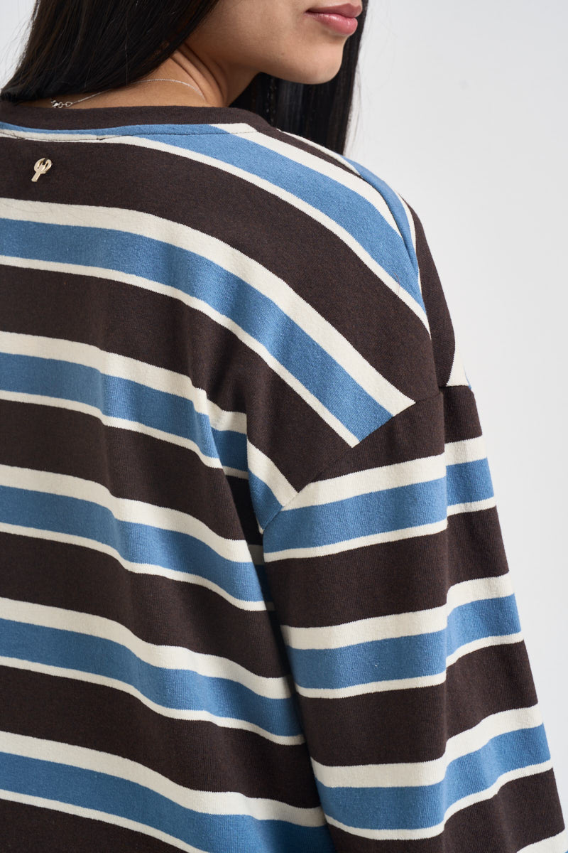 Maglia donna a righe moro R03L0354 MORO PHILIA LOFT 