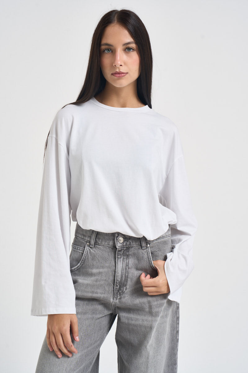Maglia donna con maniche svasate bianca R03L0567 BIANCO PHILIA LOFT 