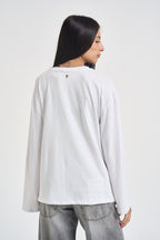 Maglia donna con maniche svasate bianca R03L0567 BIANCO PHILIA LOFT 