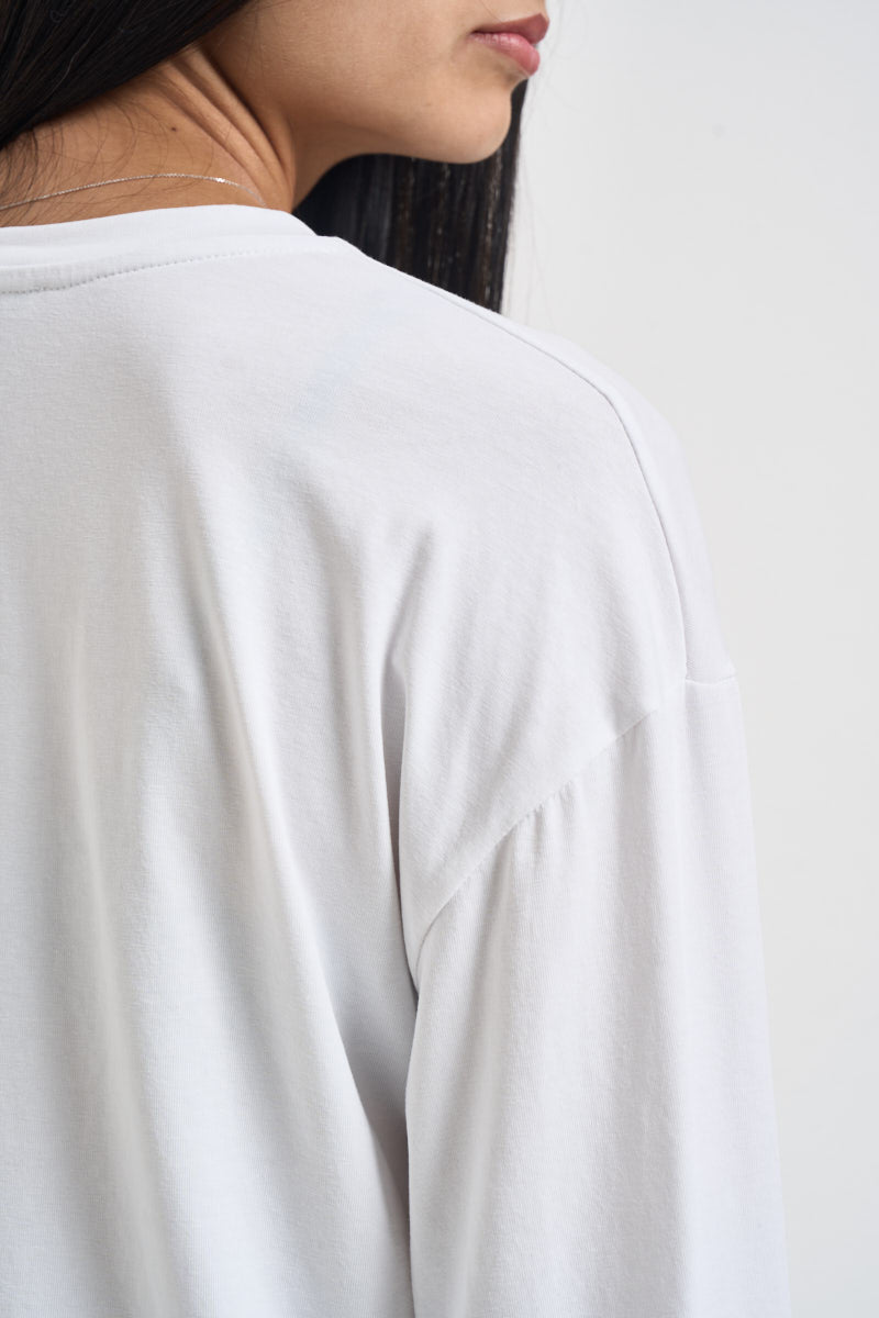 Maglia donna con maniche svasate bianca R03L0567 BIANCO PHILIA LOFT 