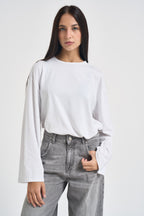 T-shirt donna con maniche svasate bianca R03L0567 BIANCO PHILIA LOFT 