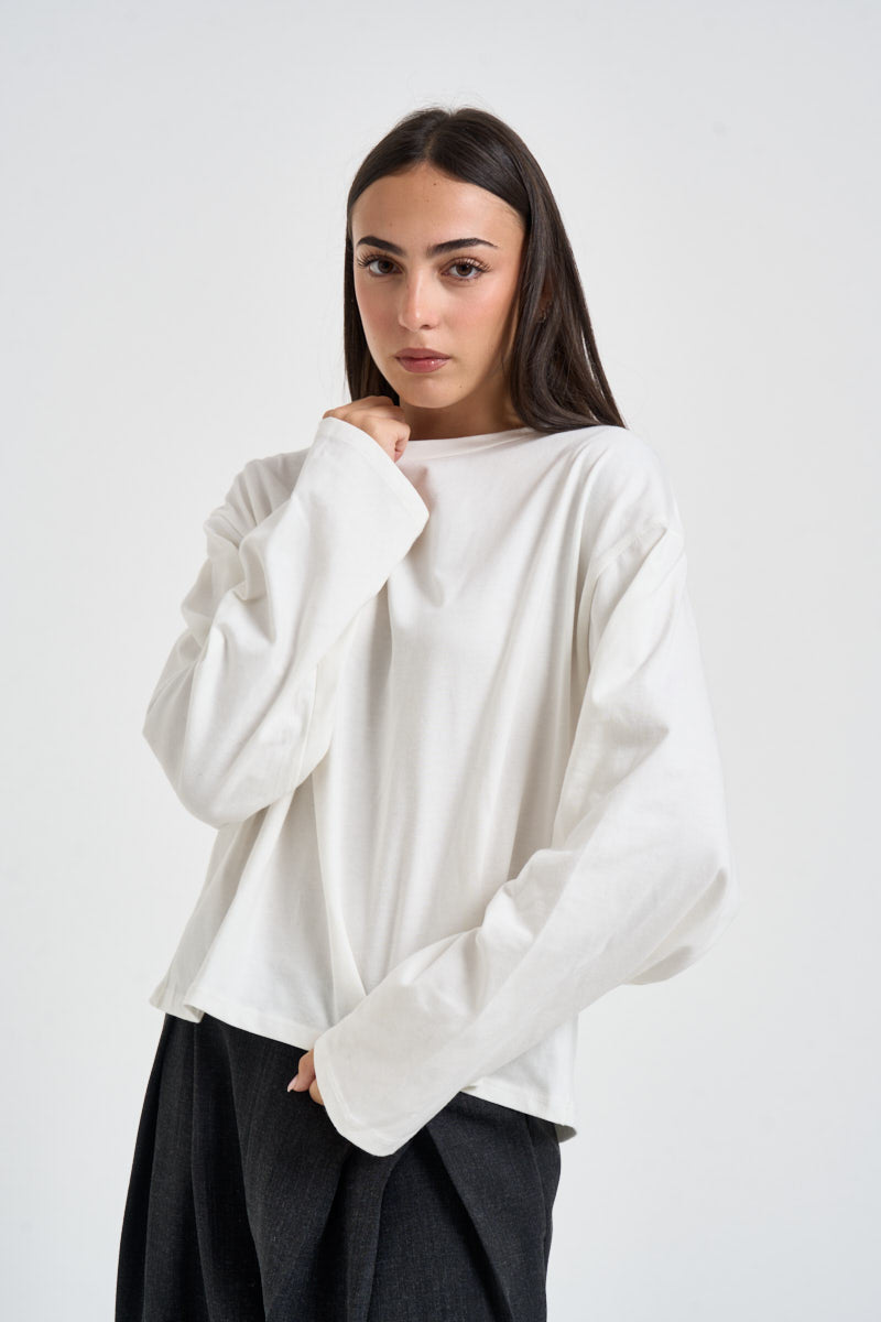 Maglia donna girocollo bianco panna R03L0591 PANNA PHILIA LOFT 