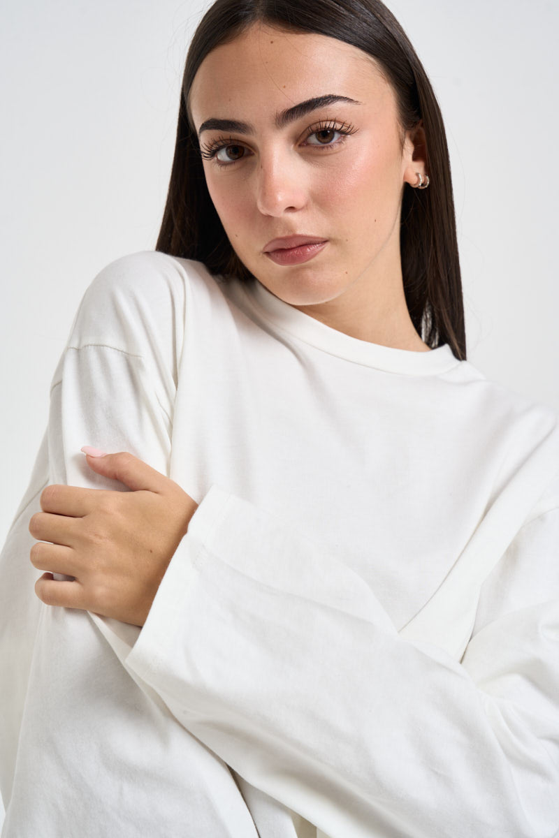 Maglia donna girocollo bianco panna R03L0591 PANNA PHILIA LOFT 