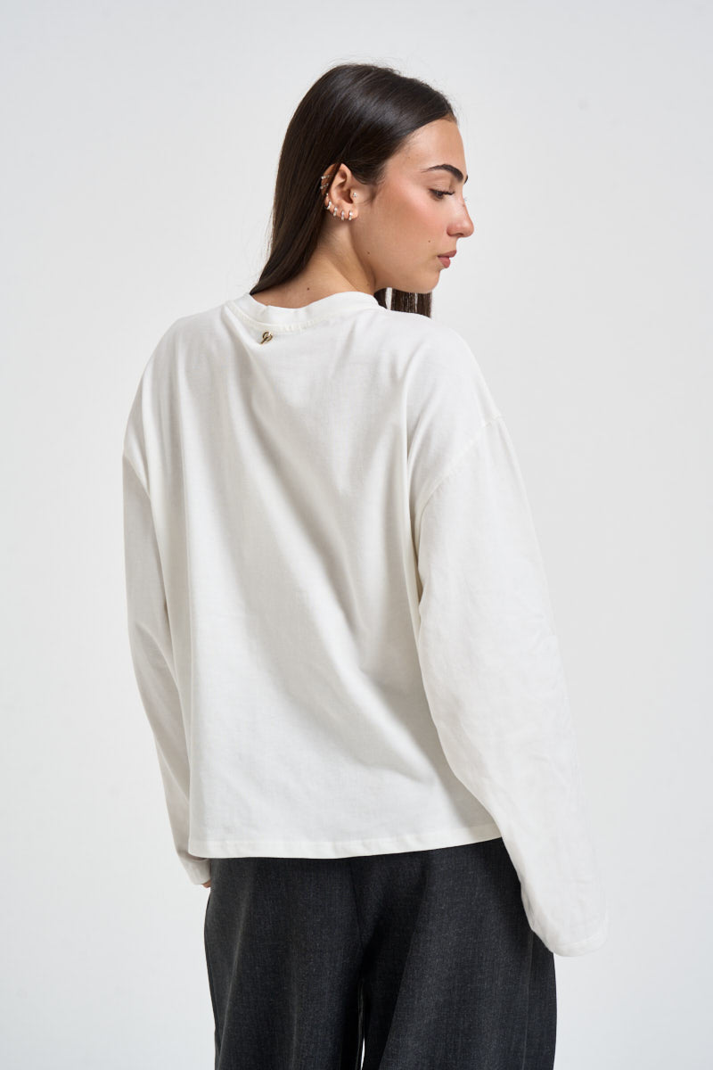 Maglia donna girocollo bianco panna R03L0591 PANNA PHILIA LOFT 
