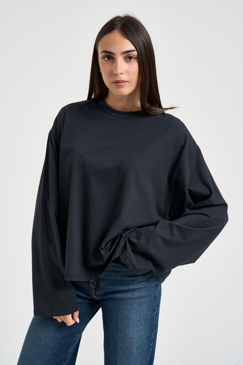 Maglia donna girocollo blu petrolio R03L0591 PIOMBO PHILIA LOFT 