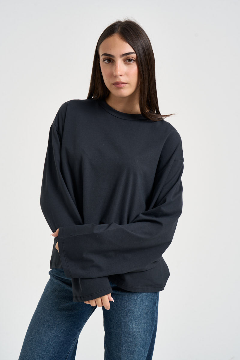 Maglia donna girocollo blu petrolio R03L0591 PIOMBO PHILIA LOFT 