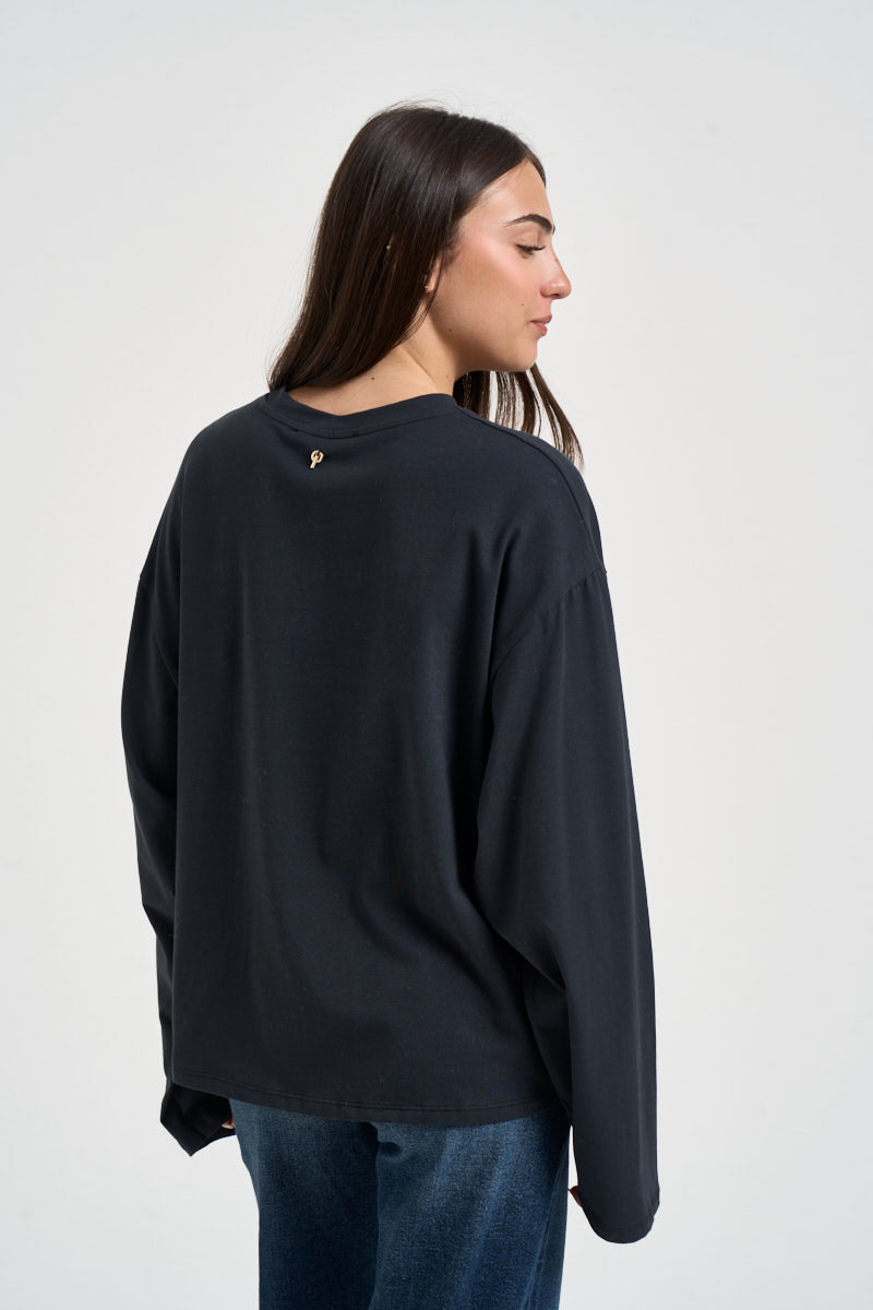 Maglia donna girocollo blu petrolio R03L0591 PIOMBO PHILIA LOFT 