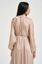 Abito lungo donna plissettato rosa cipria S03E0146 BEIGE PHILIA LOFT 