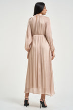 Abito lungo donna plissettato rosa cipria S03E0146 BEIGE PHILIA LOFT 
