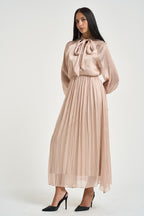 Abito lungo donna plissettato rosa cipria S03E0146 BEIGE PHILIA LOFT 