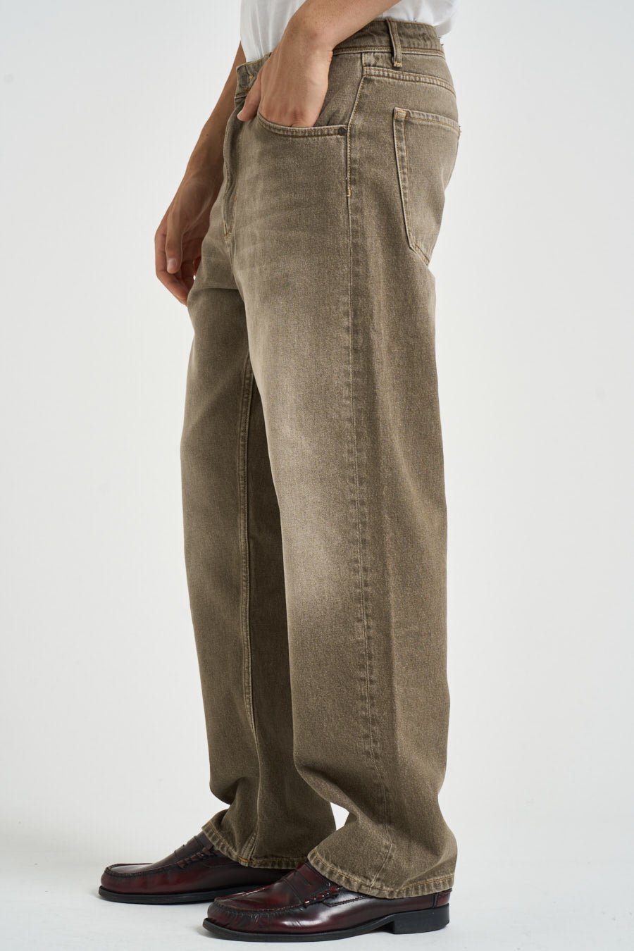 Jeans uomo wide leg grigio dèlavè CLEVELAND RBMCKAK PONT DENIM 