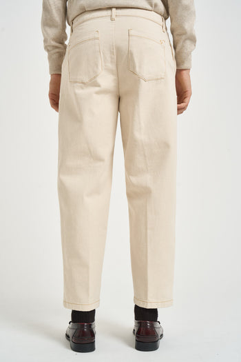 Pantalone uomo con pinces panna - 3