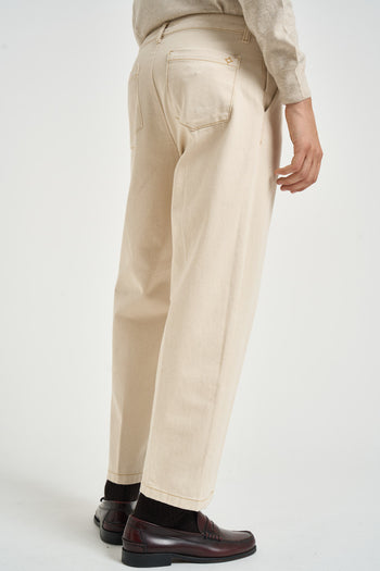 Pantalone uomo con pinces panna - 4