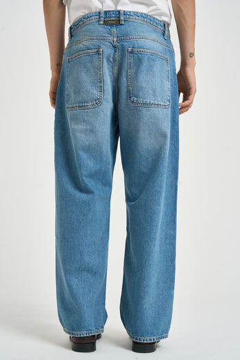 Jeans uomo wide fit in denim lavaggio medio - 3