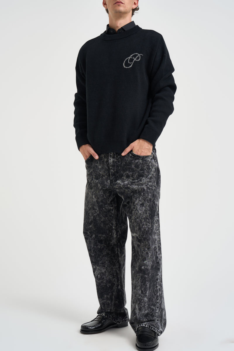 Maglione uomo girocollo nero 1180040 0169 PROHIBITED 